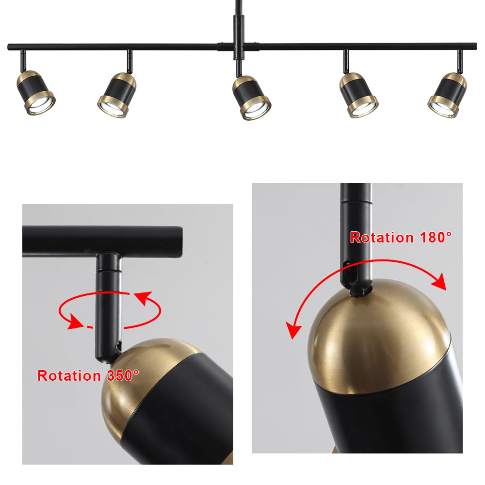 Track Lighting Kit Black Track Light Flexibly Rotatable Light Head Adjustable Height Modern Spotlight Living