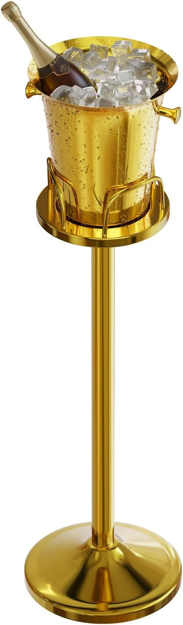Ice Bucket with Stand Standing Champagne bucket for Party Stainless Steel Wine Bucket Wine Cooler with Stand 5L Wine