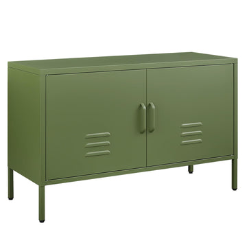 Metal Storage Cabinet, Metal Cabinet with Doors and Adjustable Shelf, TV Stand with Storage, Morden TV Cabinet, Avocado