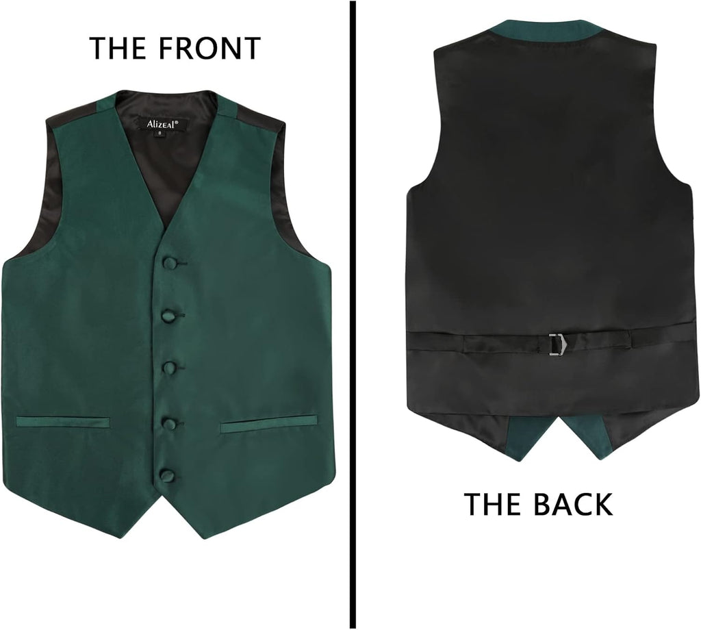 Boys 3pcs Solid Bow Tie Necktie Suit Vest Set