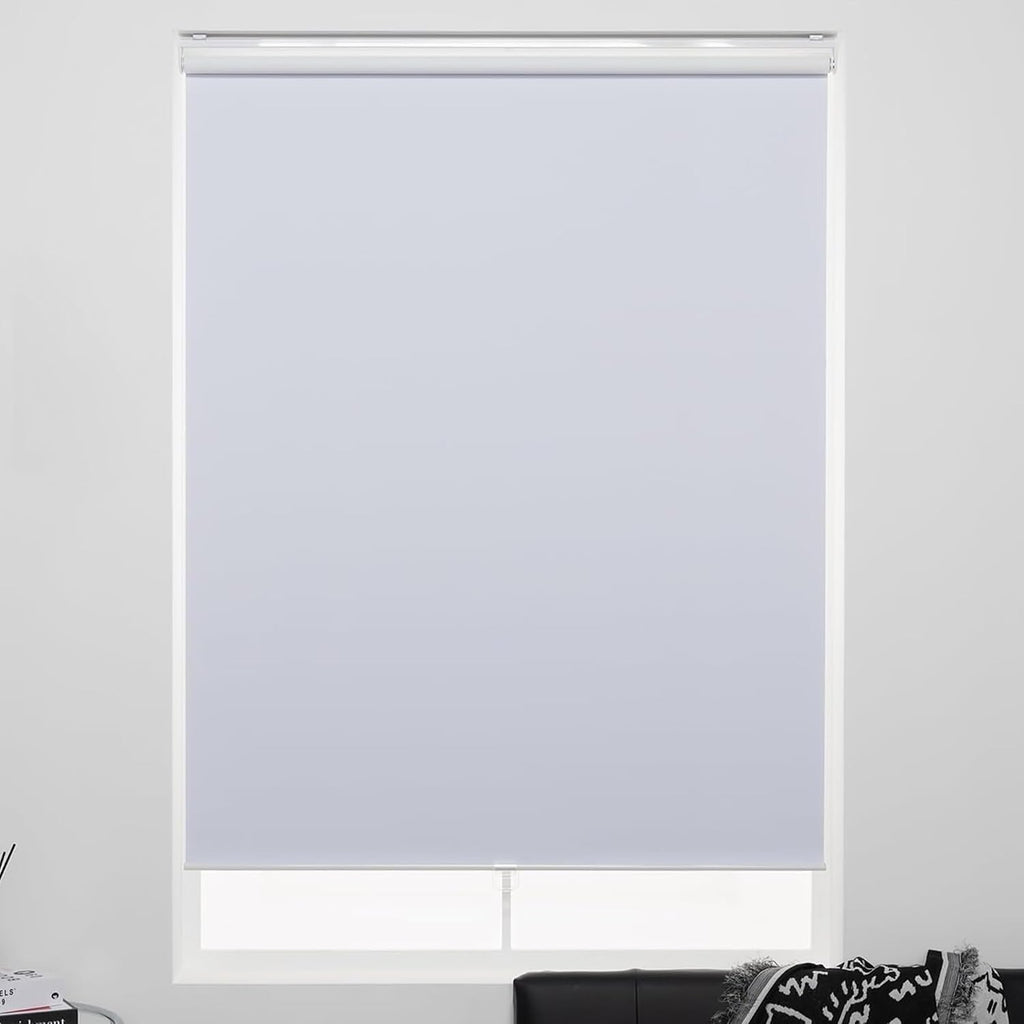 Roller Shades Cordless 100% Blackout Blinds for Windows and Doors, Pull Down Room Darkening Window Shades, Easy to Install for Home and Office, White, Fixed 75 Inches High, 20 Inches Width
