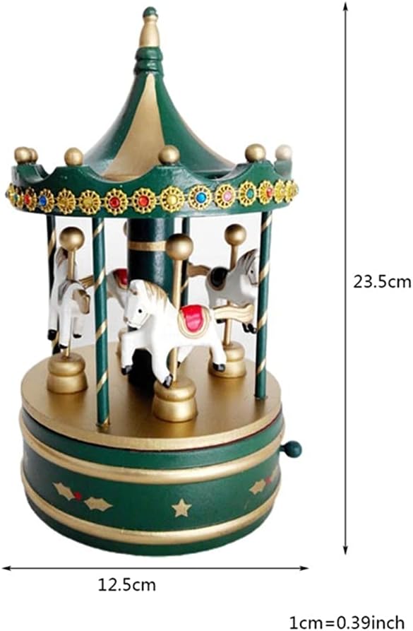 Wooden Classic Musical Carousel Music Box Cute Christmas Decorations(E)