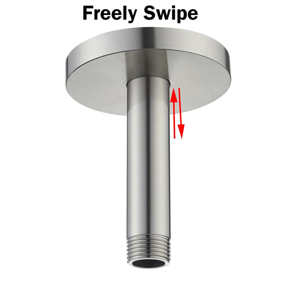 Shower Arm with Flange,4 Inches Ceiling Mount Shower Head Extension Arm Straight Arm Ceiling-Mounted For Fixed Shower
