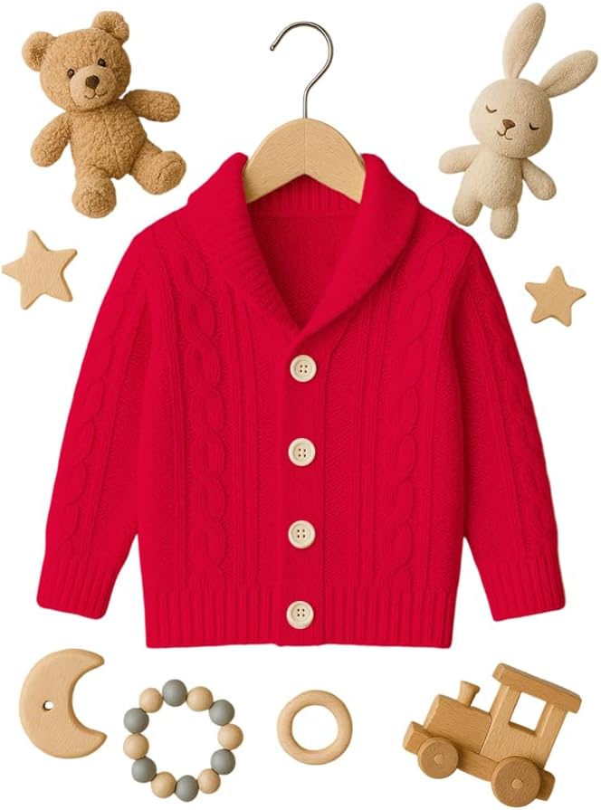 Baby Boys Cardigan Crochet Sweater V-Neck Knit Button up Knitted Pattern Pullover Sweatshirt