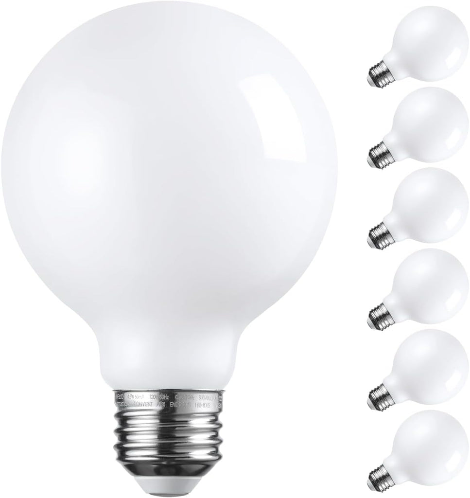 6-Pack G25 Globe Light Bulbs LED Dimmable 2700K Soft White | Round Frosted Vanity Light Bulb for Bathroom, LED Edison