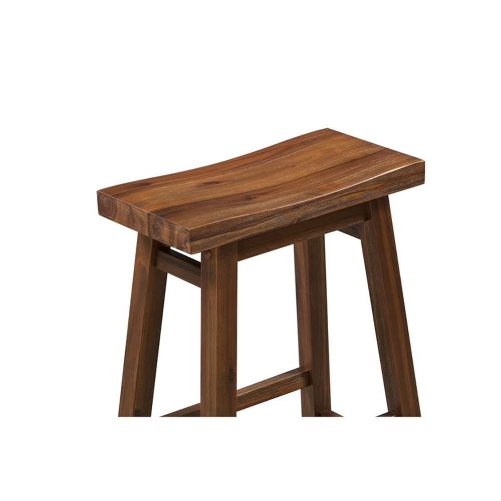 Inspired Platner Style Sonoma Backless Saddle Kitchen Bar Stool - Chestnut Wire-Brush - Set of 2
