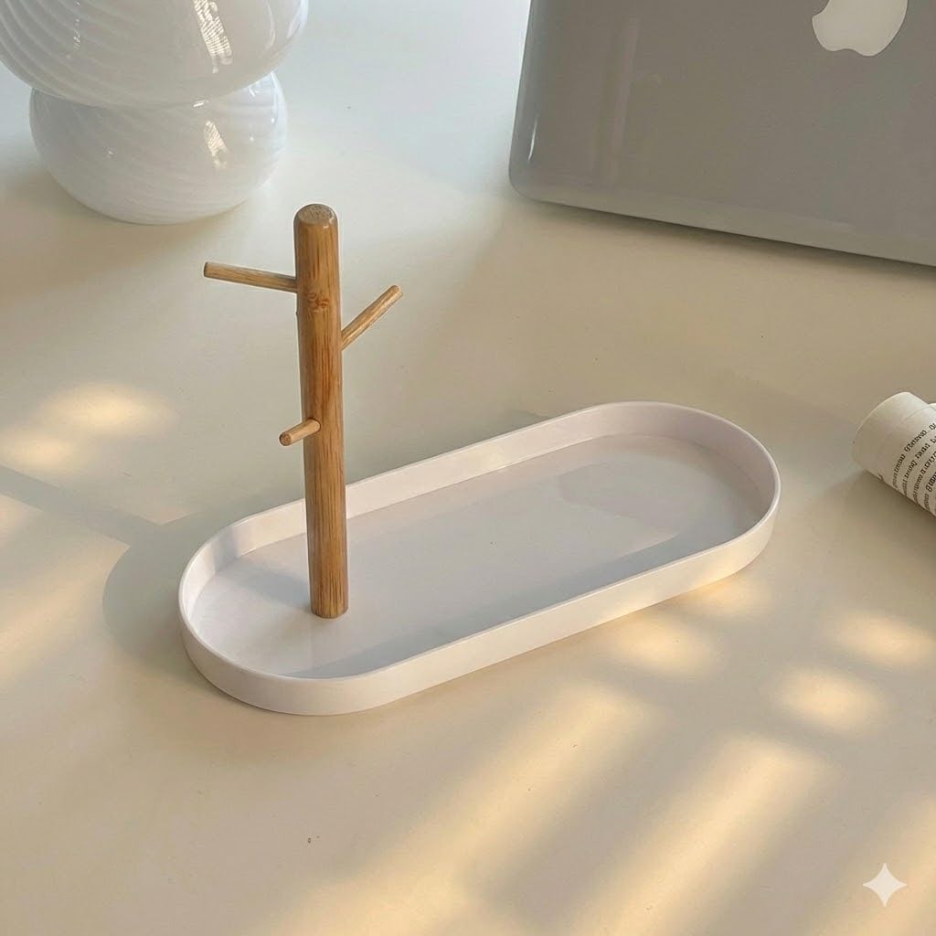 Key Tray & Key Bowl, Jewelry Tray with Wood 3-Tier Hanging Organizer - Multi-Functional Entryway Tray