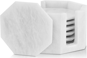 Marble Coasters White Handmade 3.5" Inches - Set of 6