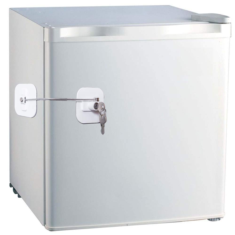 Fridge Lock,Refrigerator Locks,Freezer Lock with Key for Child Safety,Locks to Lock Fridge and Cabinets,White Fridge