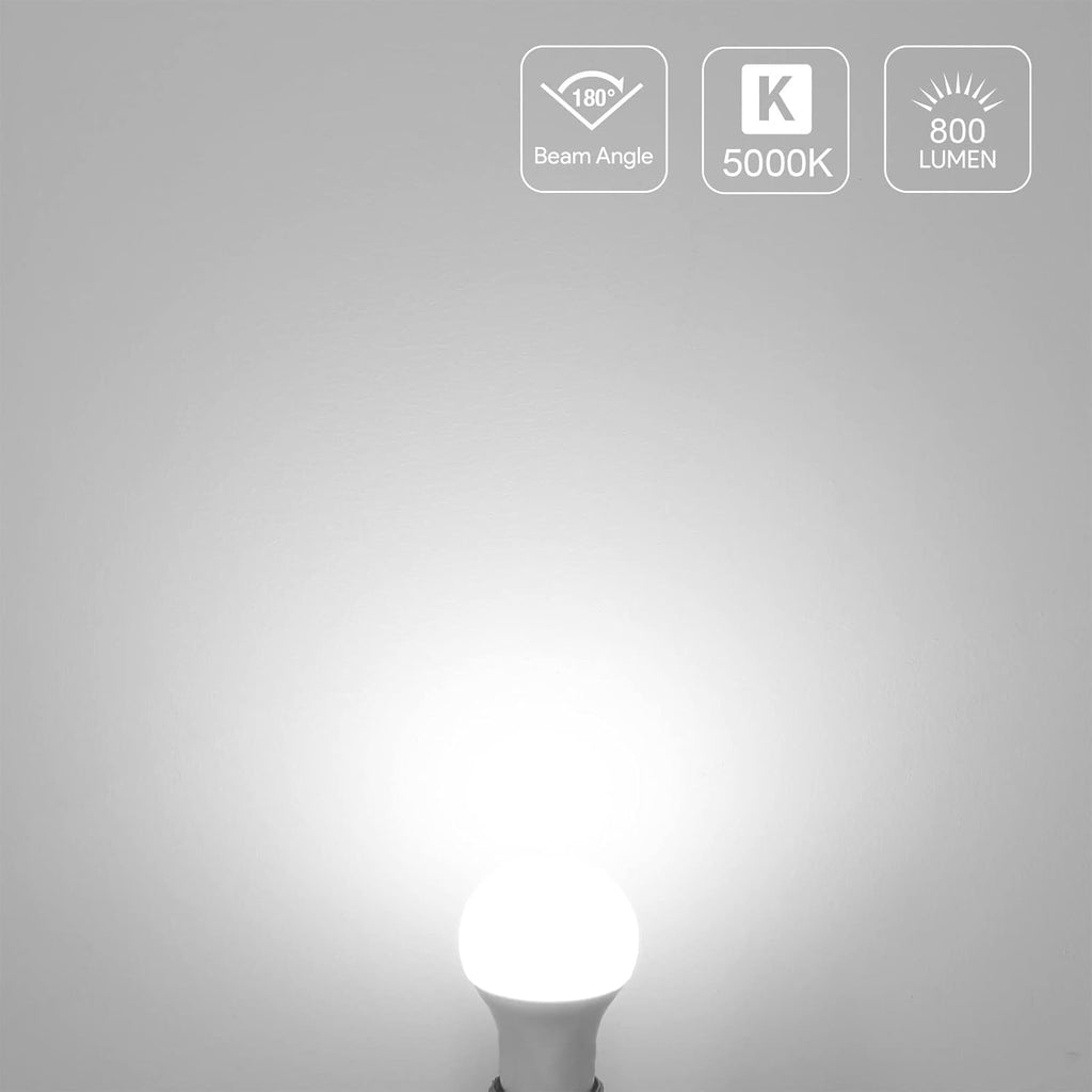 LE LED Light Bulbs 60 Watt Equivalent, 9W 800 Lumens Non-Dimmable, Daylight White 5000K, A19 E26 Standard Medium Base