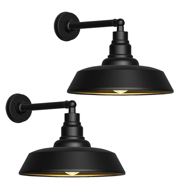 18" Black Gooseneck Barn Lights, Rust-Resistant, 2-Pack