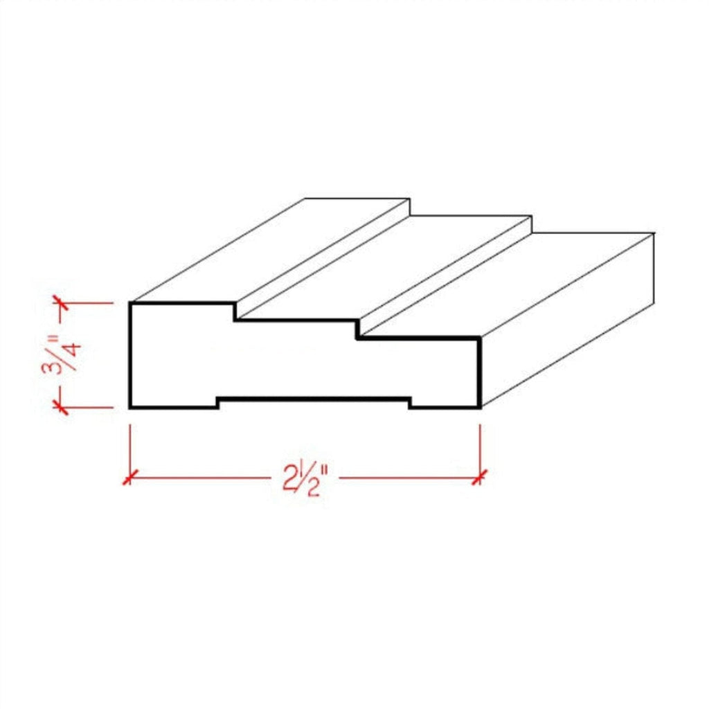 Contemporary 2-1/2" Wide x 3/4" Stepped Casing. Unfinished Trim, Cherry, 42"