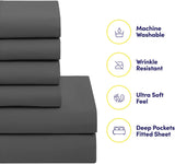 5 Piece Comforter Set Bag Solid Color All Season Soft Down Alternative Blanket & Luxurious Microfiber Bed Sheets, Gray
