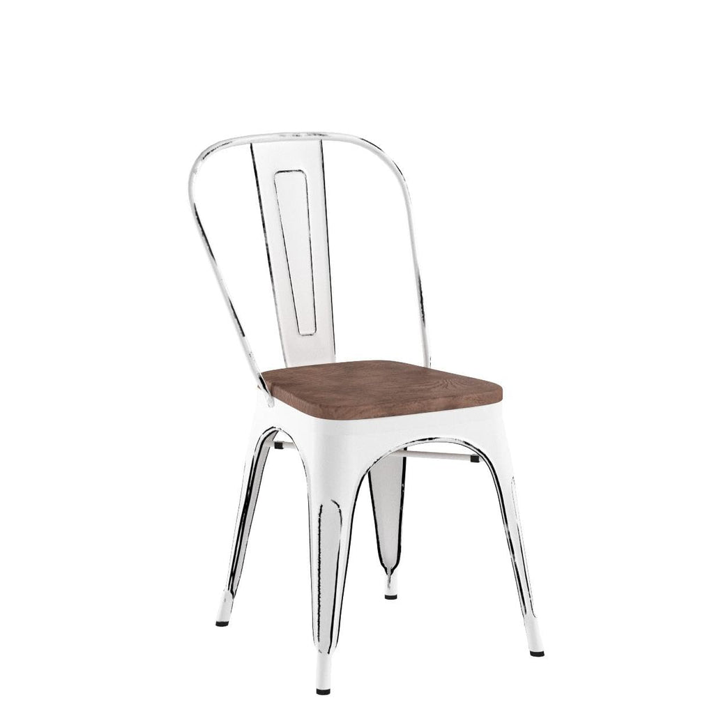 Metal Dining Chair Stackable Industrial Vintage Kitchen Chairs Indoor-Outdoor Bistro Cafe Side Chairs with Back and