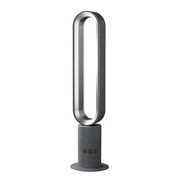 H601 Bladeless Tower Fan, 10 Cooling Speeds, Remote Control, Ultra-Quiet Brushless DC Motor & Commercial Use, Silver