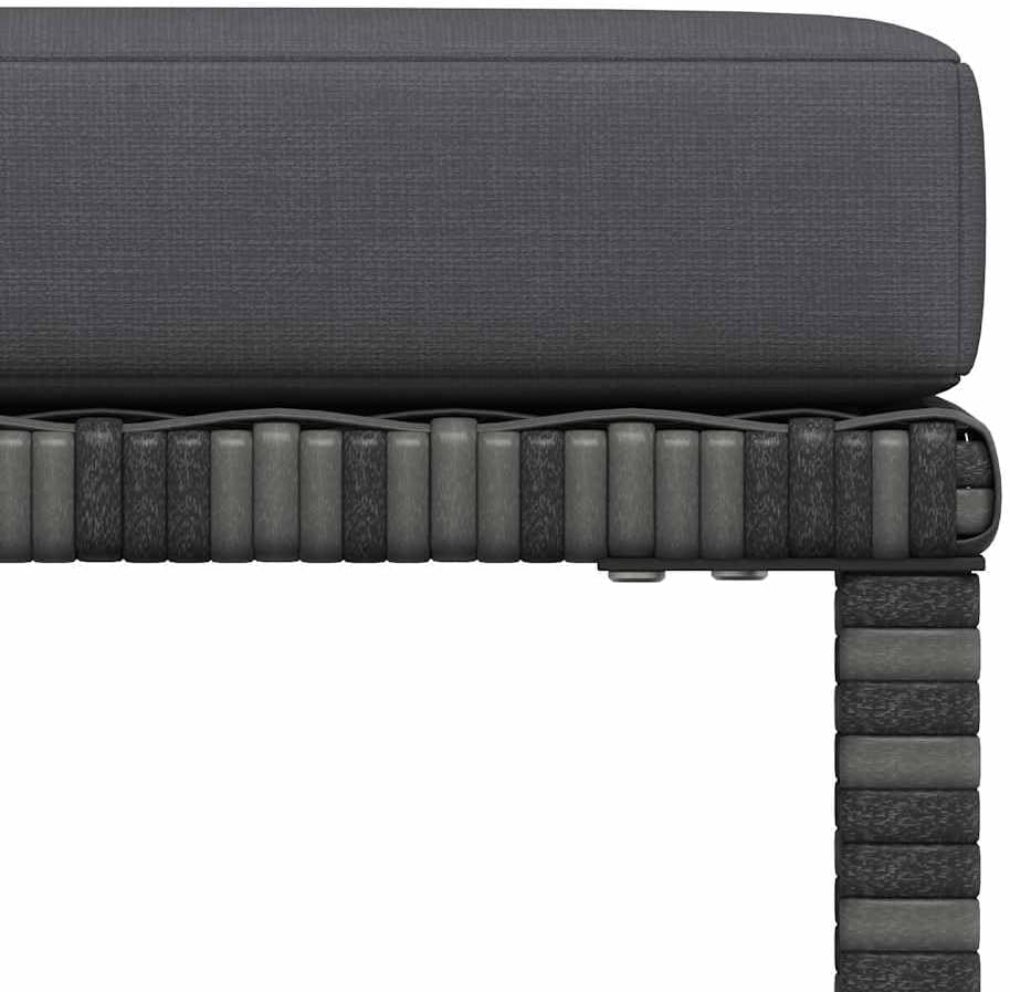 Sectional Patio Footrest with Cushion Gray, PE Rattan Ottoman with Powder-Coated Steel Frame, Outdoor Footstool for