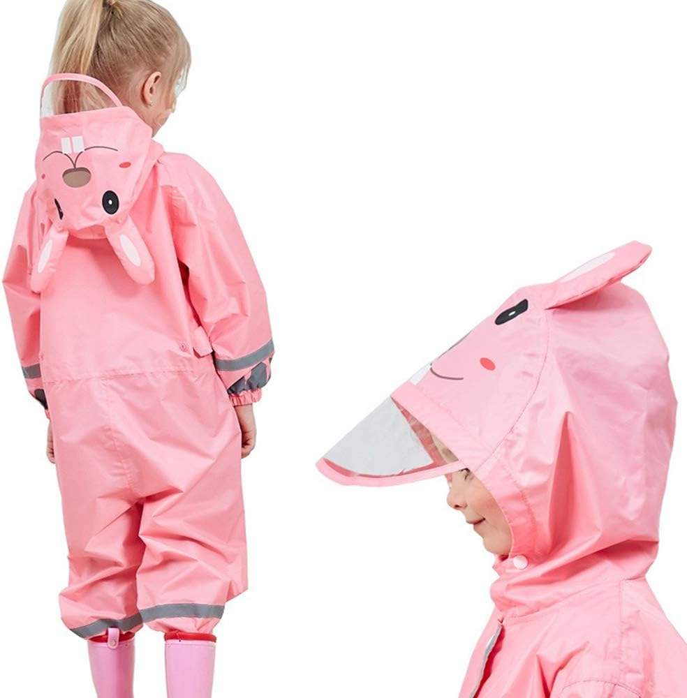 Toddler Rain Suit, Kids Muddy Play Buddies One Piece Hoodie Rain Jacket Coat Poncho Gear Coverall Baby Girl Boy