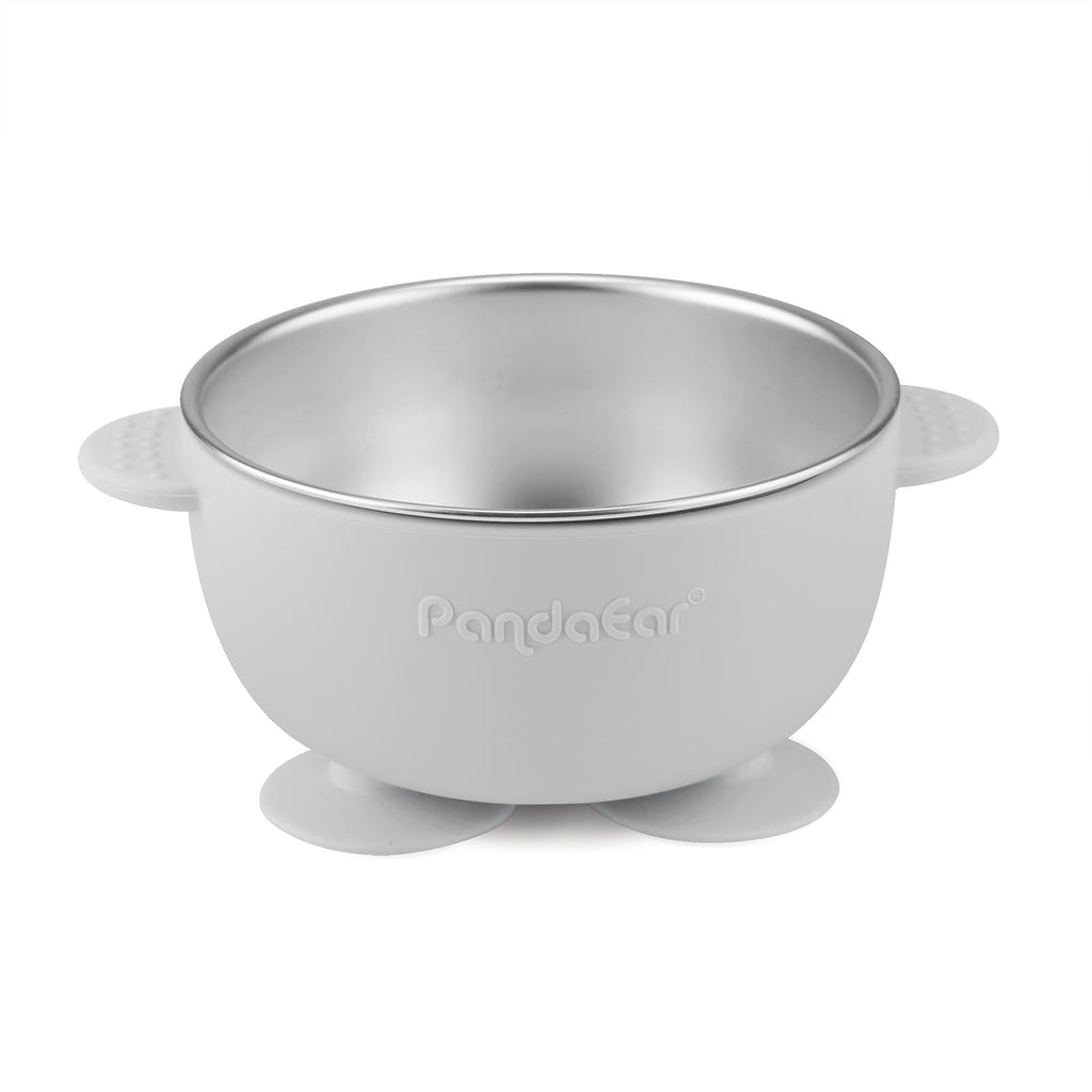 3 Pack Stainless Steel Suction Baby Bowls & 3 Baby Feeding Spoons | Non-Slip Stay Put Bowls & Soft Silicone First