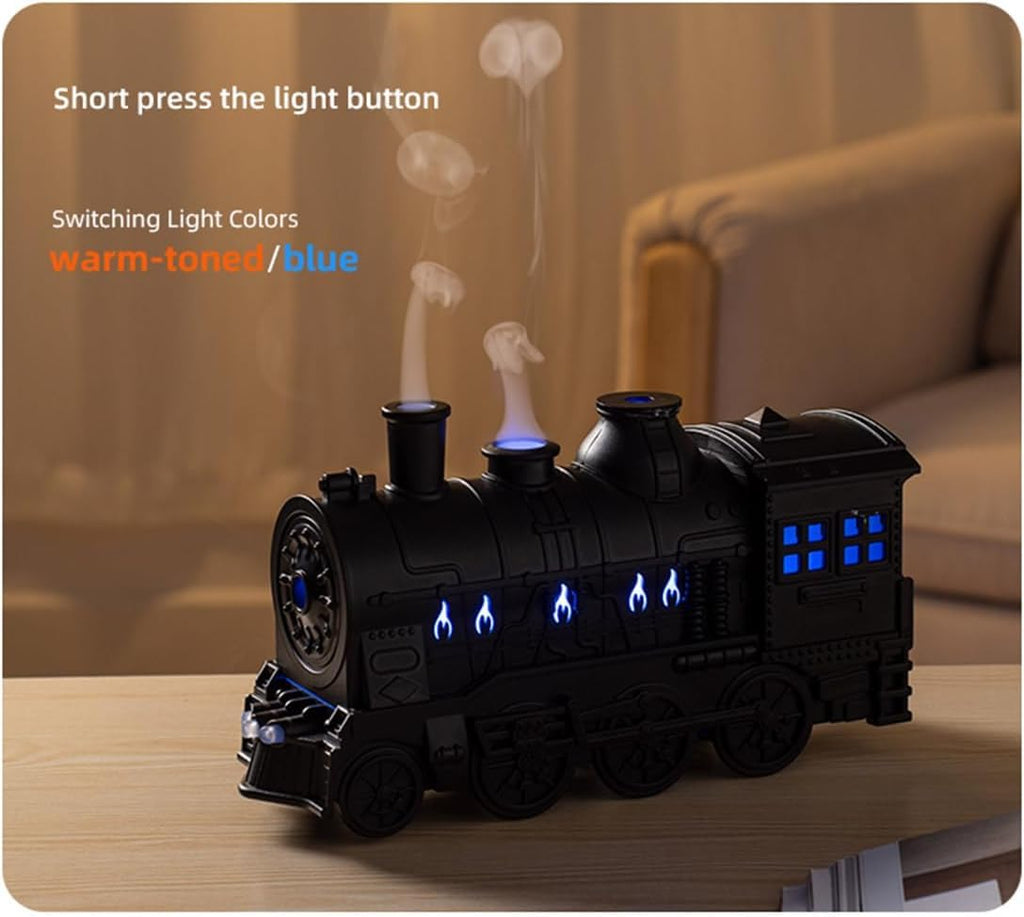 Vintage Steam Train Aromatherapy Essential Oil Diffuser RC Humidifier with 2-Color LED Light/2 Mist