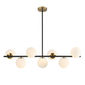 43.3" Black Gold Linear Glass Globe Sputnik Chandelier