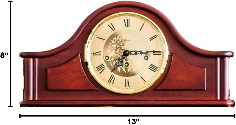 Hermle Qwirly Store Acton Mechanical Mantel Clock 21142070340 Antique Style Mahogany Wood Chiming Mantel or Desk Clock