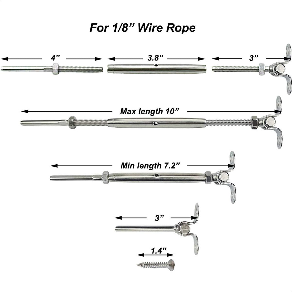 Cable Railing Hardware, 30 Pairs T316 Marine Grade Stainless Steel Cable Railing Kit for 1/8 Inch Cable Railing