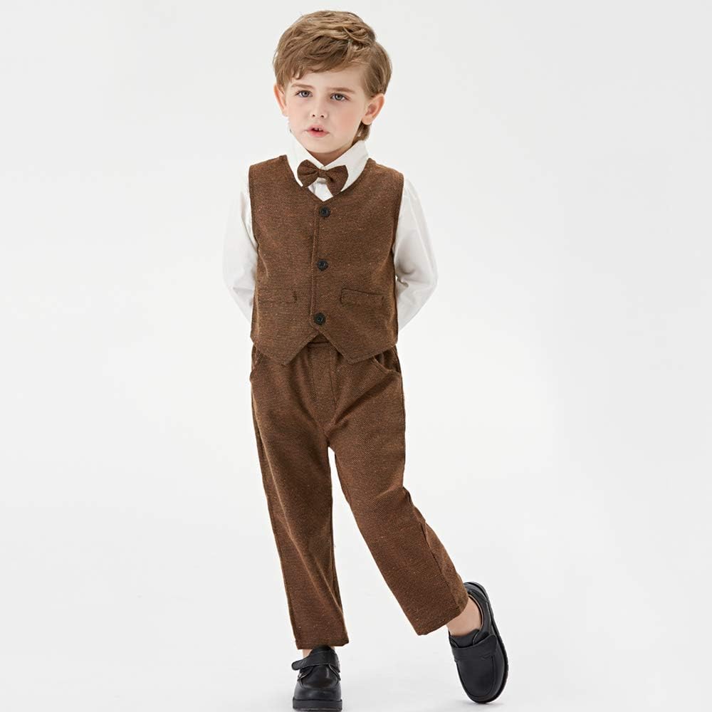 Boys Formal Suits Kids Classic Fit Dresswear Suit Vest Set Outfit