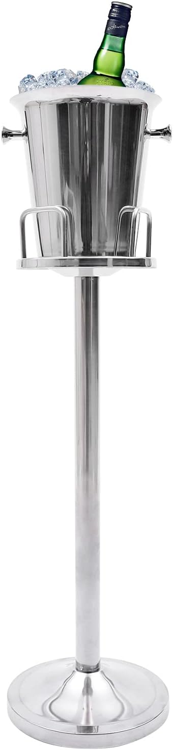 Champagne Ice Bucket with Stand, 5L/1.1Gal Stainless Steel Wine Bucket on Stand Ice Cube Chiller Container Standing