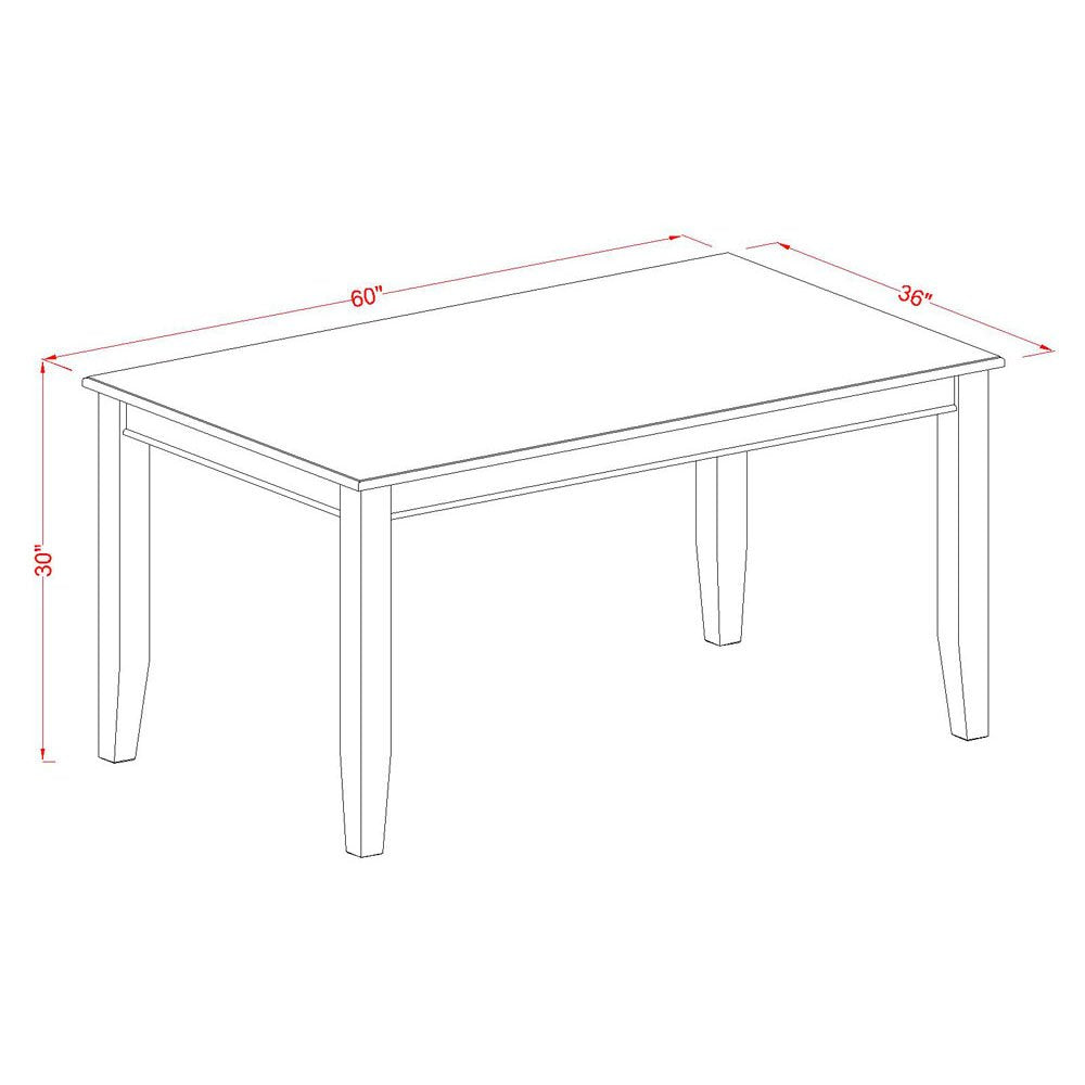 West Furniture 6 Piece Dining Set Contains a Rectangle Dining Room Table and 4 Kitchen Chairs with a