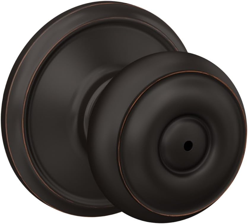 Georgian Door Knob, Bed & Bath Privacy Lock, Aged Bronze