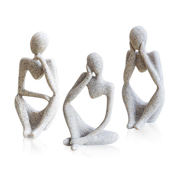 3 Pcs Thinker Sculptures Modern Bookshelf Decor Resin Thinker Statue Home Decor Aesthetic Sculpture Resin Collectible