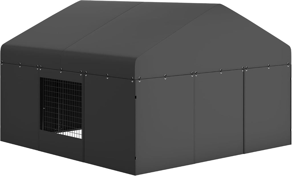 Outdoor Dog Kennel Steel Ideal Dog Fence for Medium/Small Dogs Anti-Rust Coating Cage with Roof All Weather Resistant