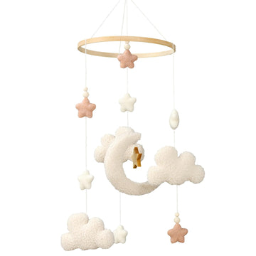Crib Mobile for Boys Girls, Cute Stars Moon Cloud Boho Gender Neutral Hand-Crocheted Mobile for Baby Nursery Ceiling