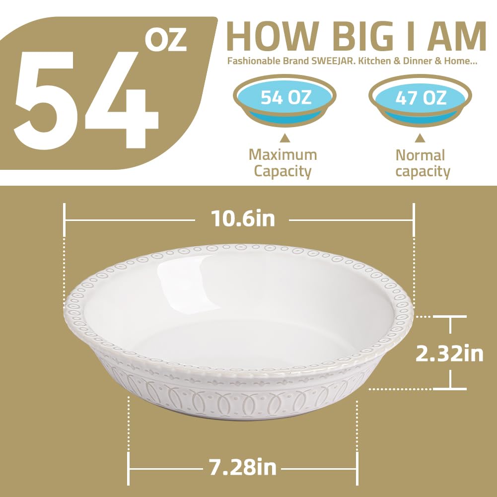 Ceramic Pie Pan for Baking, Round Baking Dish Pan for Dinner 10 Inches, Pie Dish Non-Stick Pie Plate for Quiche, Tart