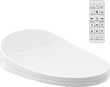 Elongated Electric Bidet Toilet Seat with Warm Water, Air Dryer, Heated Seat, Night Light, Remote Control, Self-Cleaning Nozzle, Instant Hot Water