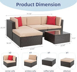 5-Piece PE Rattan Outdoor Patio Furniture Set | Beige All-Weather Resistant for Backyard, Garden & Porch