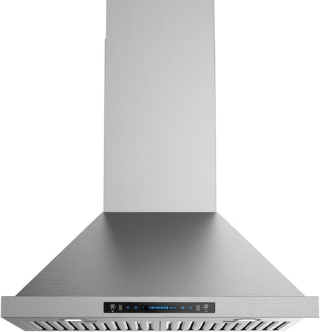 30 Inch Stainless Steel Wall Mount Range Hood 900 CFM 4 Speed Gesture, Touch & Remote Control Convertible Ducted/Ductless