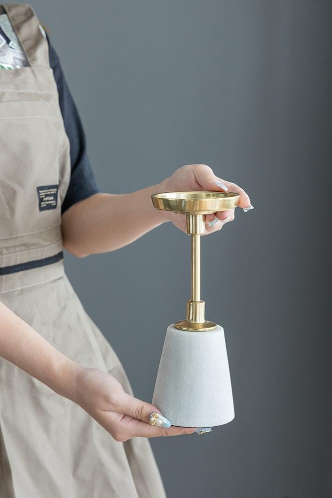 Luxury Set of 5 Marble and Gold Pillar Candle Holders - Elegant Modern Home Decor Accent