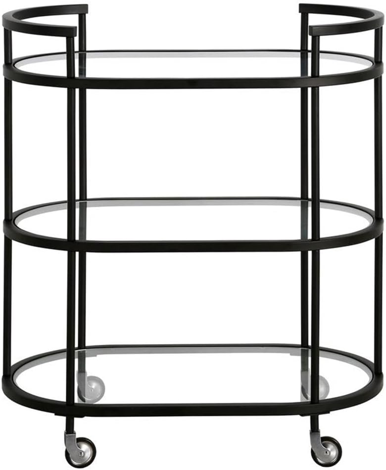 30" Wide Oval Bar Cart in Blackened Bronze, Bar Carts for the Home | Sleek rolling shelving unit that moves room to