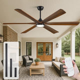Savey'Sley 72" Ceiling Fan with LED Light and Remote - Walnut Smart