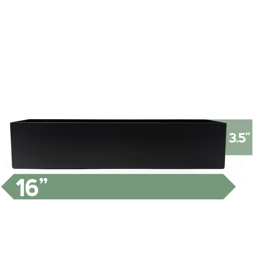 Modern Metal Trough Rectangle Planter 16 inch, Black
