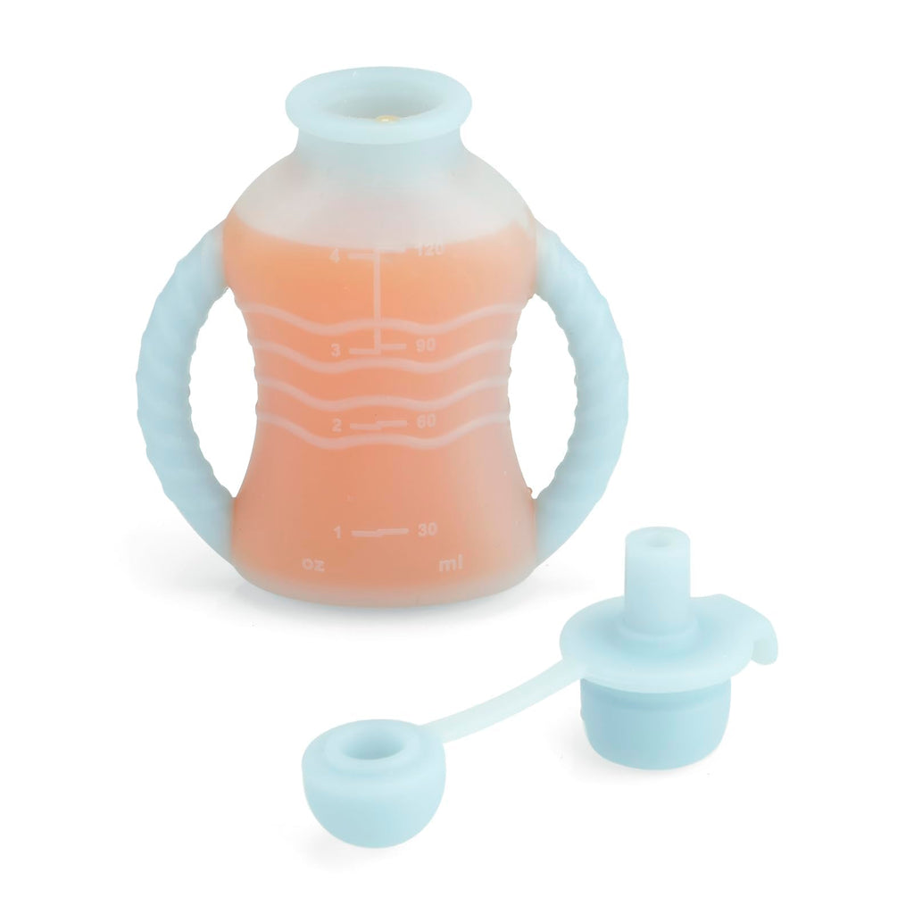 7-Pack Reusable Silicone Baby Food Pouches with Handles, 4oz Refillable Portable Pouches for Toddlers & Infants