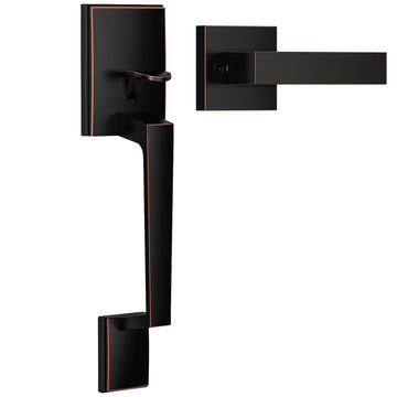 Oil Rubbed Bronze Front Door Handle No Lock with Modern Lever