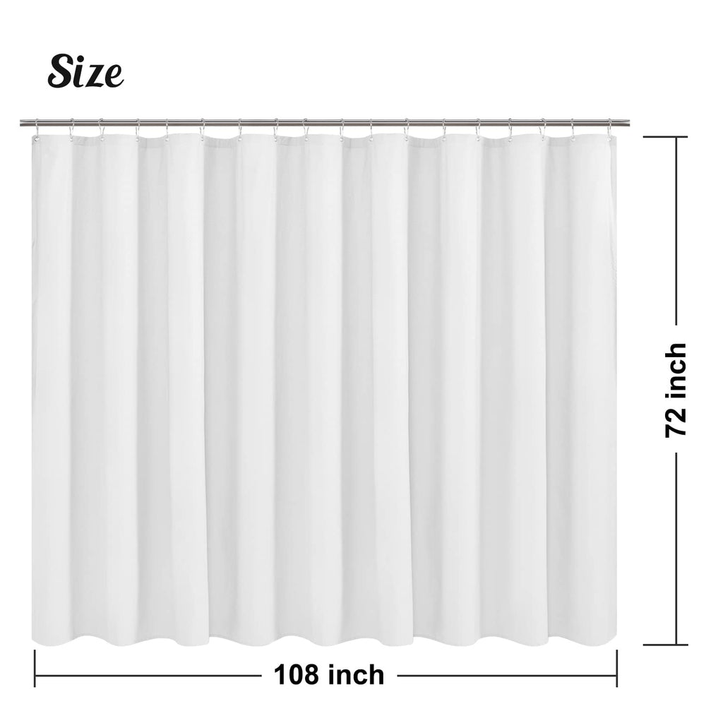 Embossed Microfiber Extra Wide Shower Curtain Liner 108 x 72 inches, Soft Fabric Shower Curtain Washable and Water