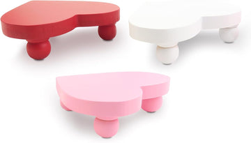 Heart Risers Valentine's Day Tiered Tray Decors Love Day Mini Risers Pink White Red Farmhouse Home Decor - Set of 3