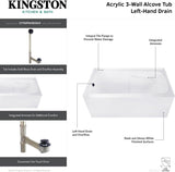 CVTAP543023L0 54" Acrylic Rectangular 3-Wall Alcove Tub with Armrests, Left Hand Drain, Glossy White/Matte Black