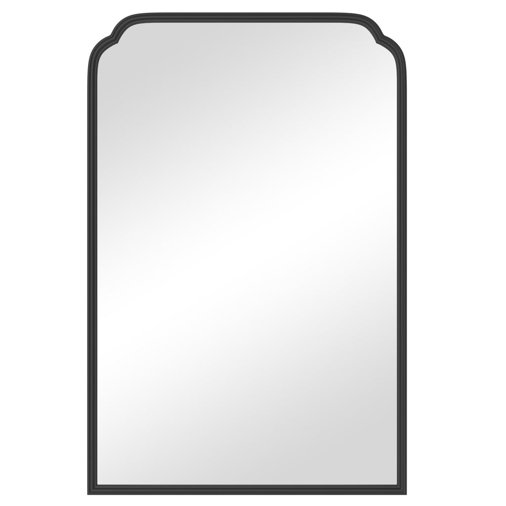 24X36 Inch Black Bathroom Mirror for Over Sink, Modern Rounded Corner Rectangle Mirror with Non-Rusting Iron Metal