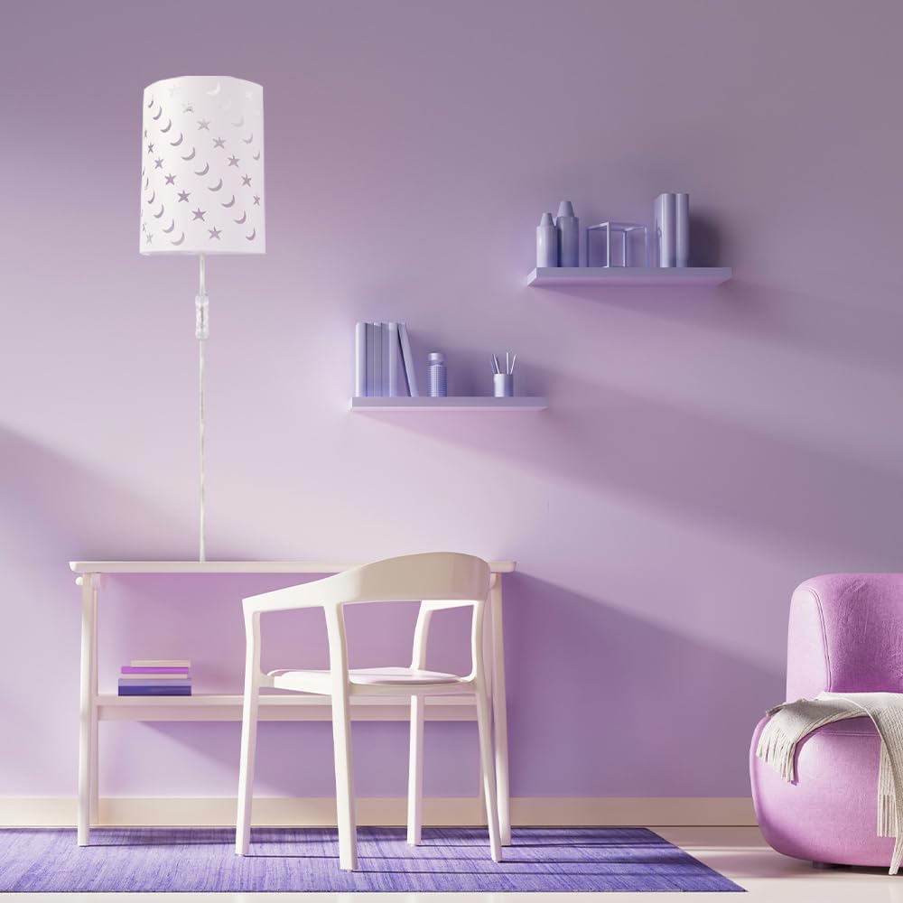 Plug In Wall Sconce Stars and Moons Kids Wall Lamp, Nursery Baby Room Wall Light with 6FT Plug in Cord On/Off Switch