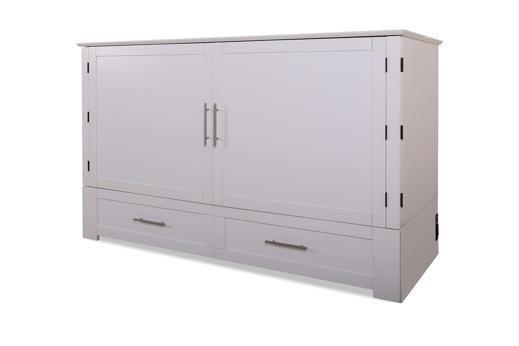 Paradiseo Murphy Cabinet Chest Bed with Charging Station 8 Inch, Queen (Angel White)