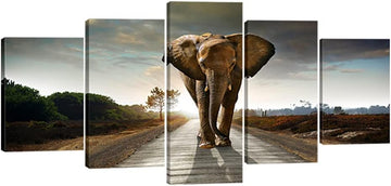 5 Panels Elephant Pictures Paintings on Canvas Prints Wall Art Bedroom Home Decorations Large Size Modern Stretched